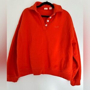 Levi’s pullover sweatshirt with collar orange size medium